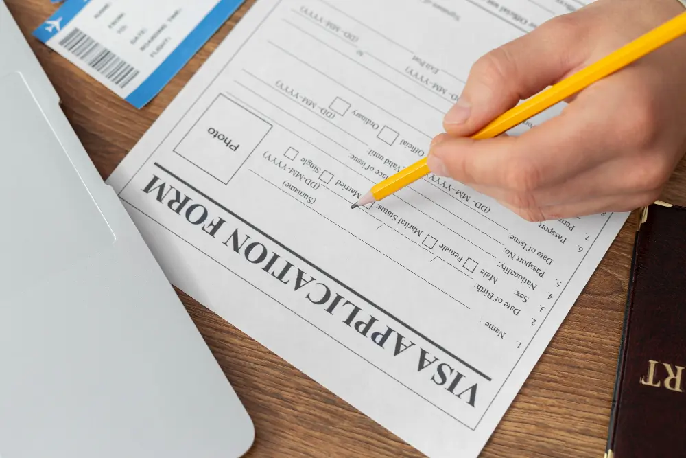 Form for a visa application